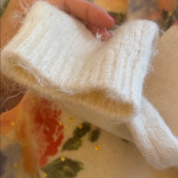 Sezane Floral Knit Sweater - Cream with Pink and Blue Accents - Picture 5 of 10